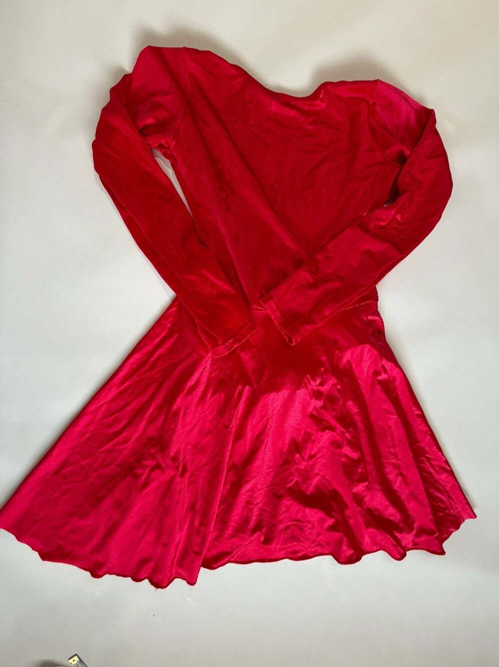Star Styled Red Velvet Skater Dress M Long Sleeve Dance Costume 80s